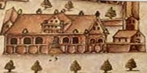 Kommandantens Hus i forstørrelse fra Gregers Trellunds kort 1733.